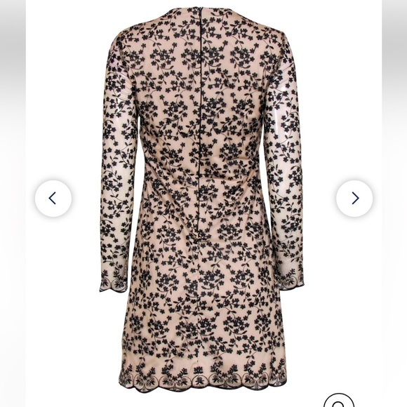 Betsy Johnson | Beige & Black Floral Embroidered Lace Dress | 6 - Picture 2 of 7